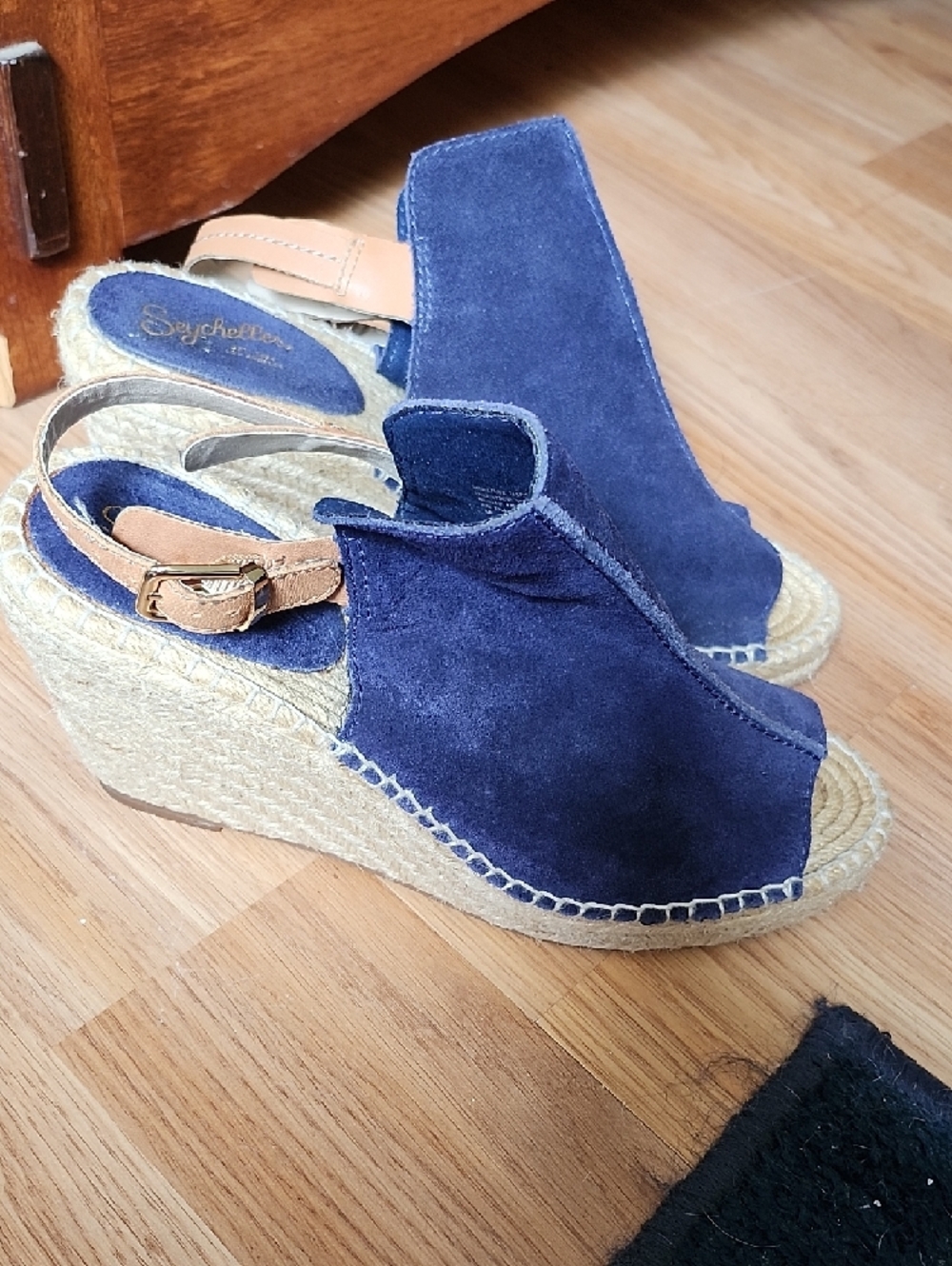 Seychelles Navy Suede Espadrille Slingback Sandals - Picture 2 of 7